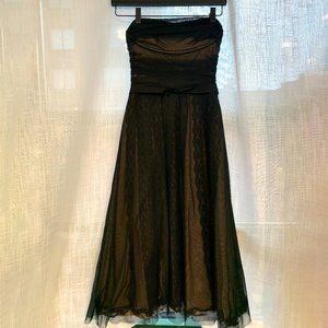 BCBG tulle/lace nude underlay strapless black dress / cocktail dress